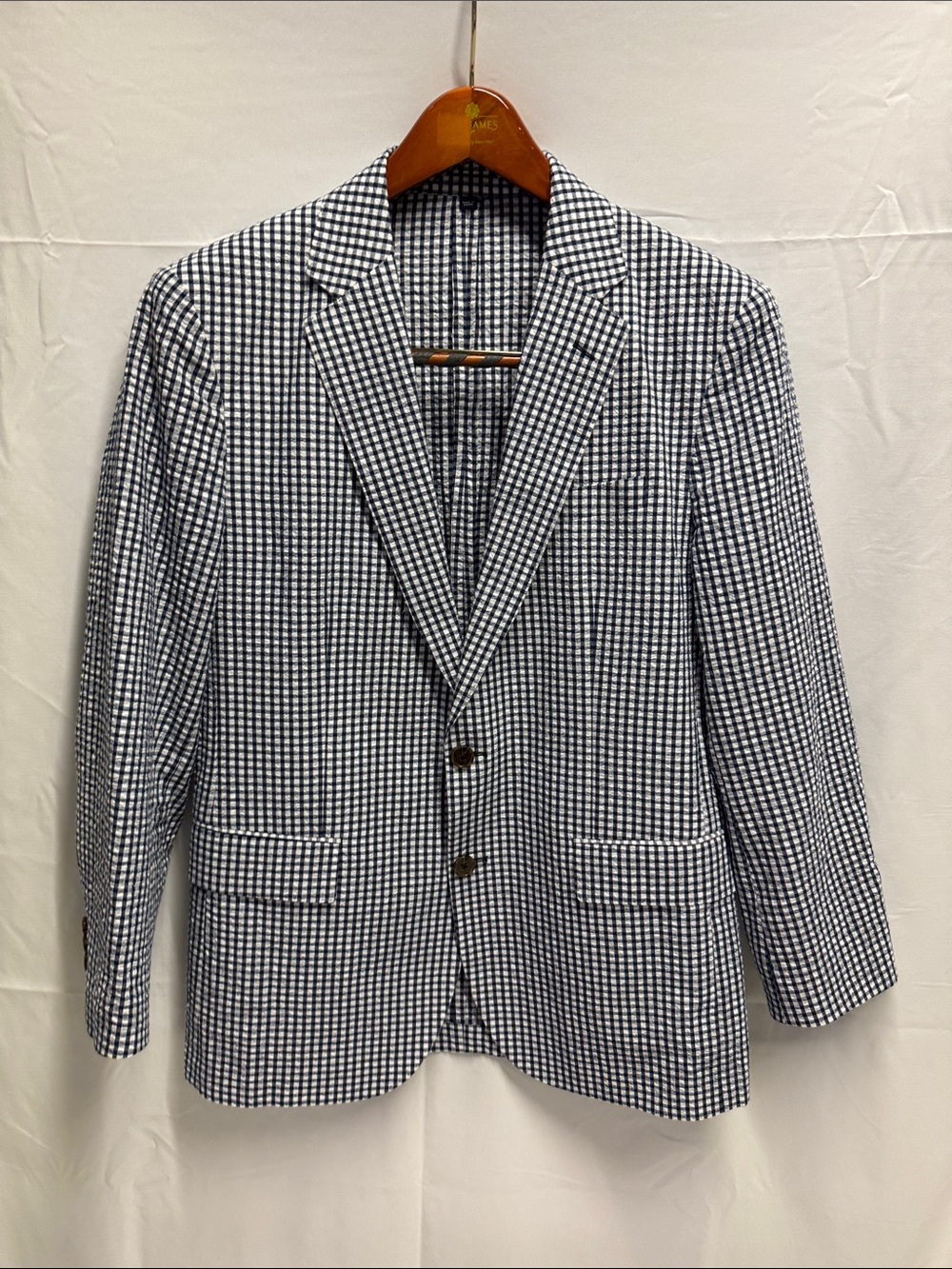 J. Crew Thompson Blazer Men’s 40R Navy and White Gingham Sport Coat